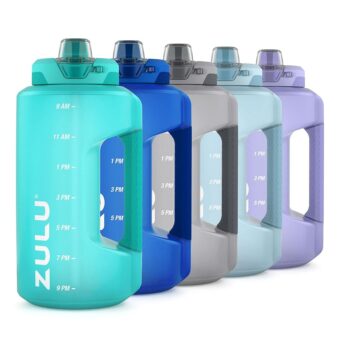 ZULU Goals Large Water Bottle Jug with Time Marker & Handle for All Day Hydration | Silicone Soft Straw with Locking Leak-Proof Lid | For Gym, Camping, Workout, and Outdoors |...
