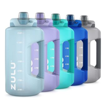 ZULU Goals Large Water Bottle Jug with Time Marker & Handle for All Day Hydration | Silicone Soft Straw with Locking Leak-Proof Lid | For Gym, Camping, Workout, and Outdoors |...