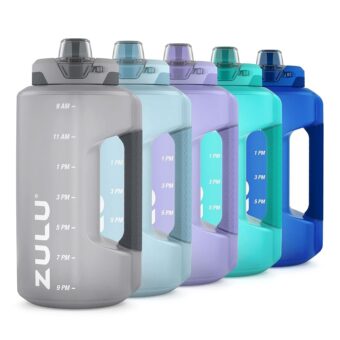 ZULU Goals Large Water Bottle Jug with Time Marker & Handle for All Day Hydration | Silicone Soft Straw with Locking Leak-Proof Lid | For Gym, Camping, Workout, and Outdoors |...