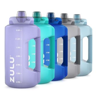 ZULU Goals Large Water Bottle Jug with Time Marker & Handle for All Day Hydration | Silicone Soft Straw with Locking Leak-Proof Lid | For Gym, Camping, Workout, and Outdoors |...