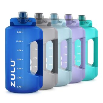 ZULU Goals Large Water Bottle Jug with Time Marker & Handle for All Day Hydration | Silicone Soft Straw with Locking Leak-Proof Lid | For Gym, Camping, Workout, and Outdoors |...